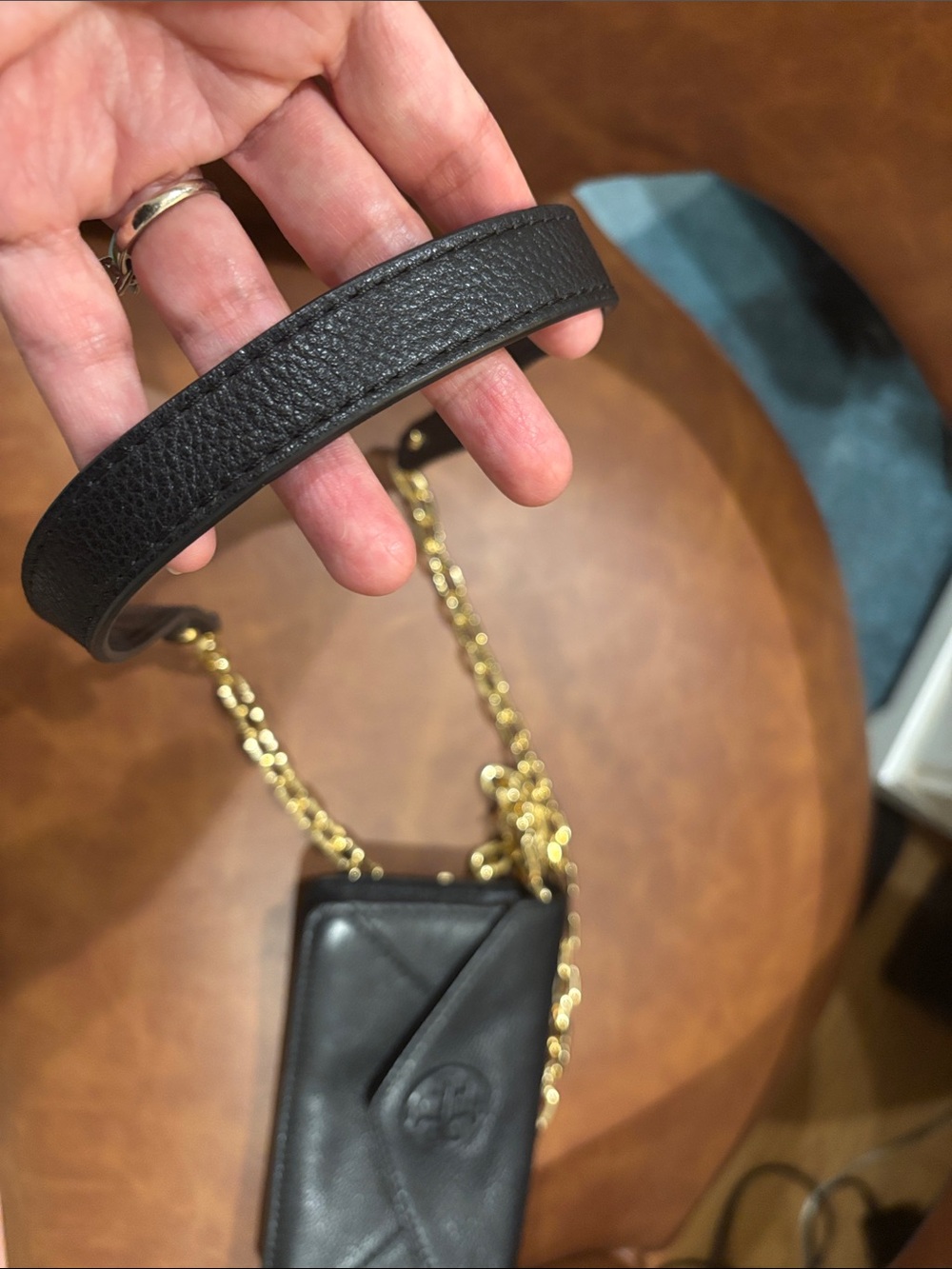 Tory Burch Black Leather Crossbody with Gold Chain - Picture 5 of 9